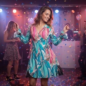 Kobi Halperin Dress XS NWT $498 Silk Abstract Print Ruffle Sleeve Boho Midi